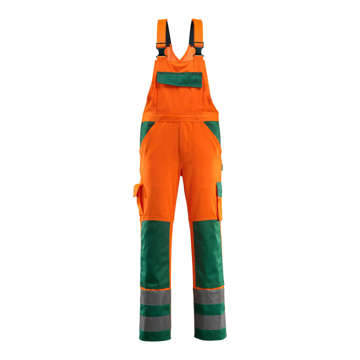 Mascot Barras Hi-Vis Bib-Brace Overall 07169-860 Front #colour_hi-vis-orange-green