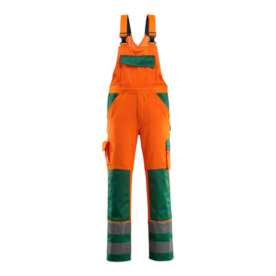 Mascot Barras Hi-Vis Bib-Brace Overall 07169-860 Front #colour_hi-vis-orange-green