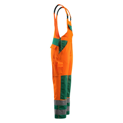 Mascot Barras Hi-Vis Bib-Brace Overall 07169-860 Left #colour_hi-vis-orange-green