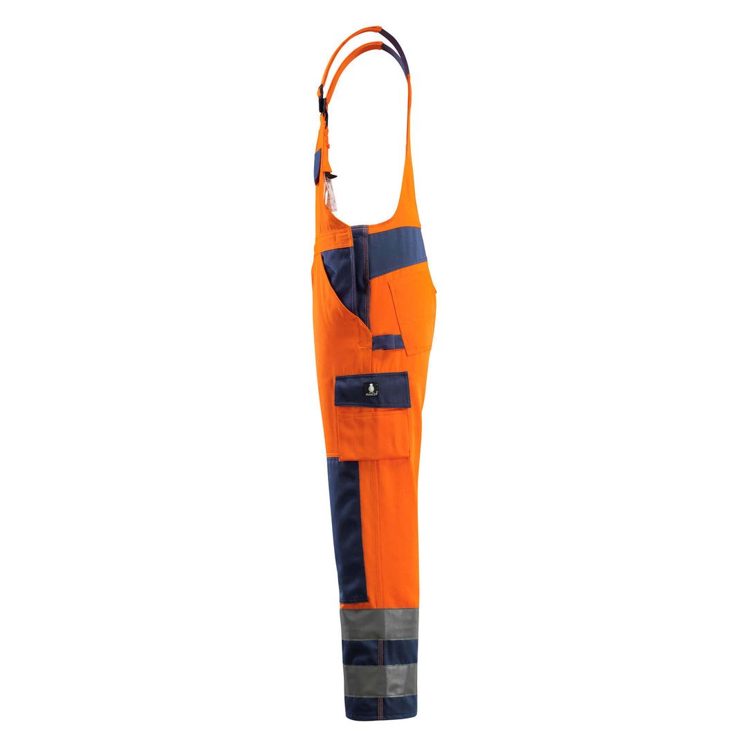 Mascot Barras Hi-Vis Bib-Brace Overall 07169-860 Right #colour_hi-vis-orange-navy-blue