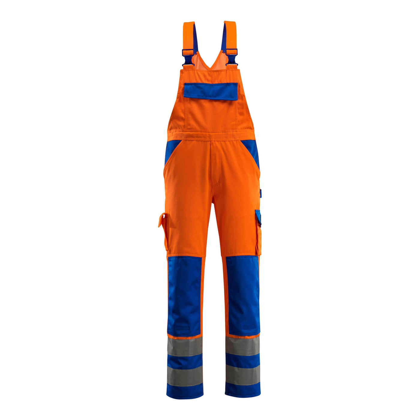 Mascot Barras Hi-Vis Bib-Brace Overall 07169-860 Front #colour_hi-vis-orange-royal-blue