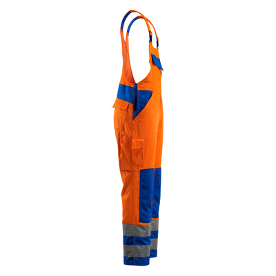Mascot Barras Hi-Vis Bib-Brace Overall 07169-860 Left #colour_hi-vis-orange-royal-blue