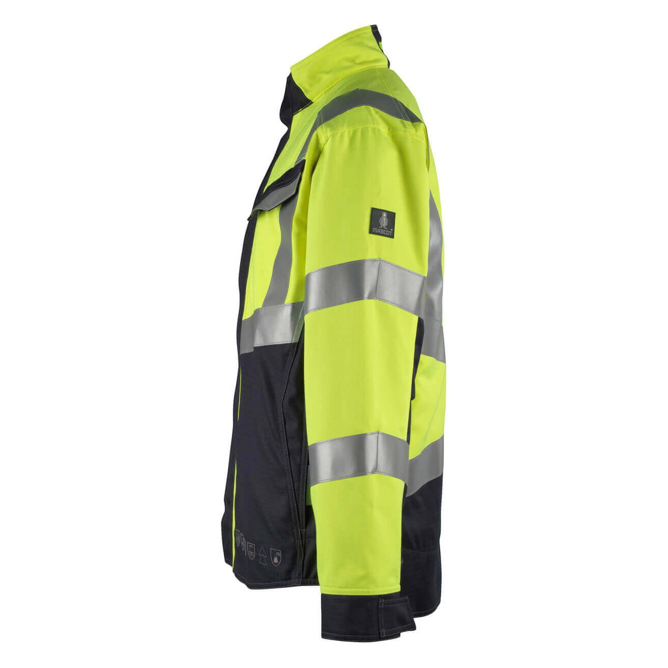 Mascot Biel Hi-Vis Work Jacket 13809-216 Right #colour_hi-vis-yellow-dark-navy-blue