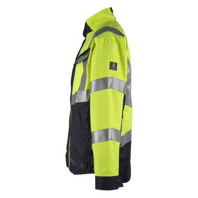 Mascot Biel Hi-Vis Work Jacket 13809-216 Right #colour_hi-vis-yellow-dark-navy-blue