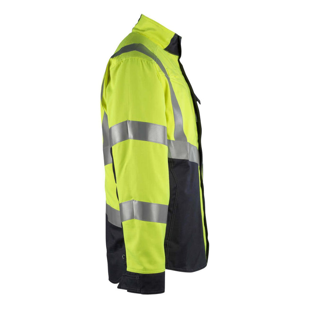 Mascot Biel Hi-Vis Work Jacket 13809-216 Left #colour_hi-vis-yellow-dark-navy-blue