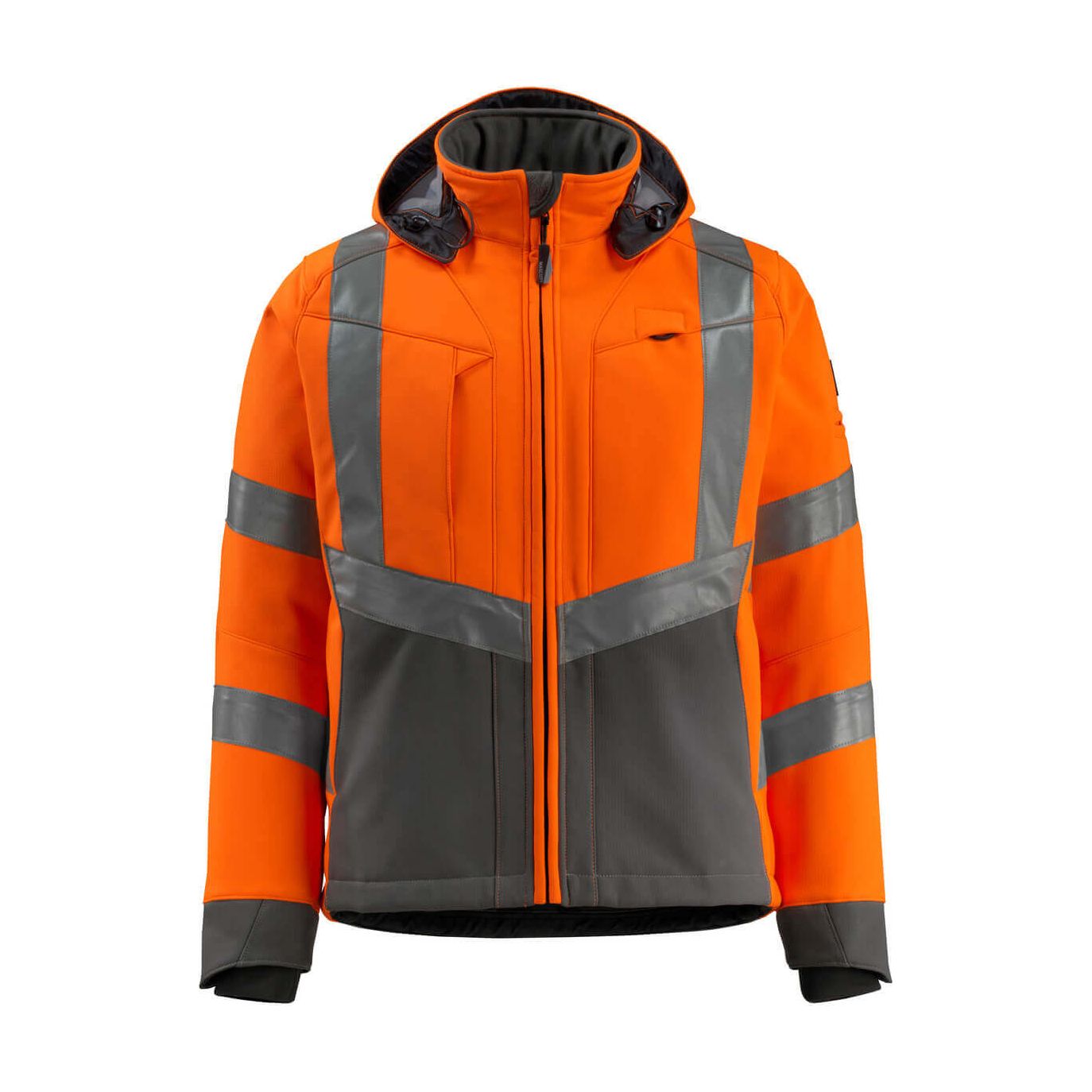 Mascot Blackpool Hi-Vis Softshell Jacket 15502-246 Front #colour_hi-vis-orange-dark-anthracite-grey