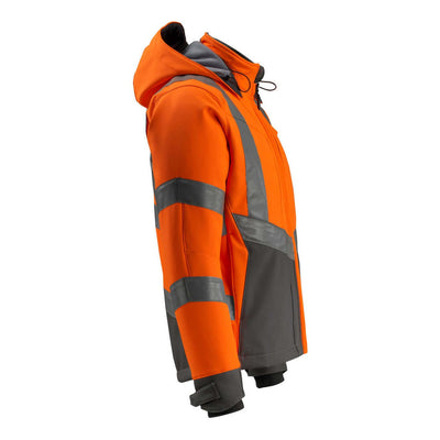 Mascot Blackpool Hi-Vis Softshell Jacket 15502-246 Left #colour_hi-vis-orange-dark-anthracite-grey
