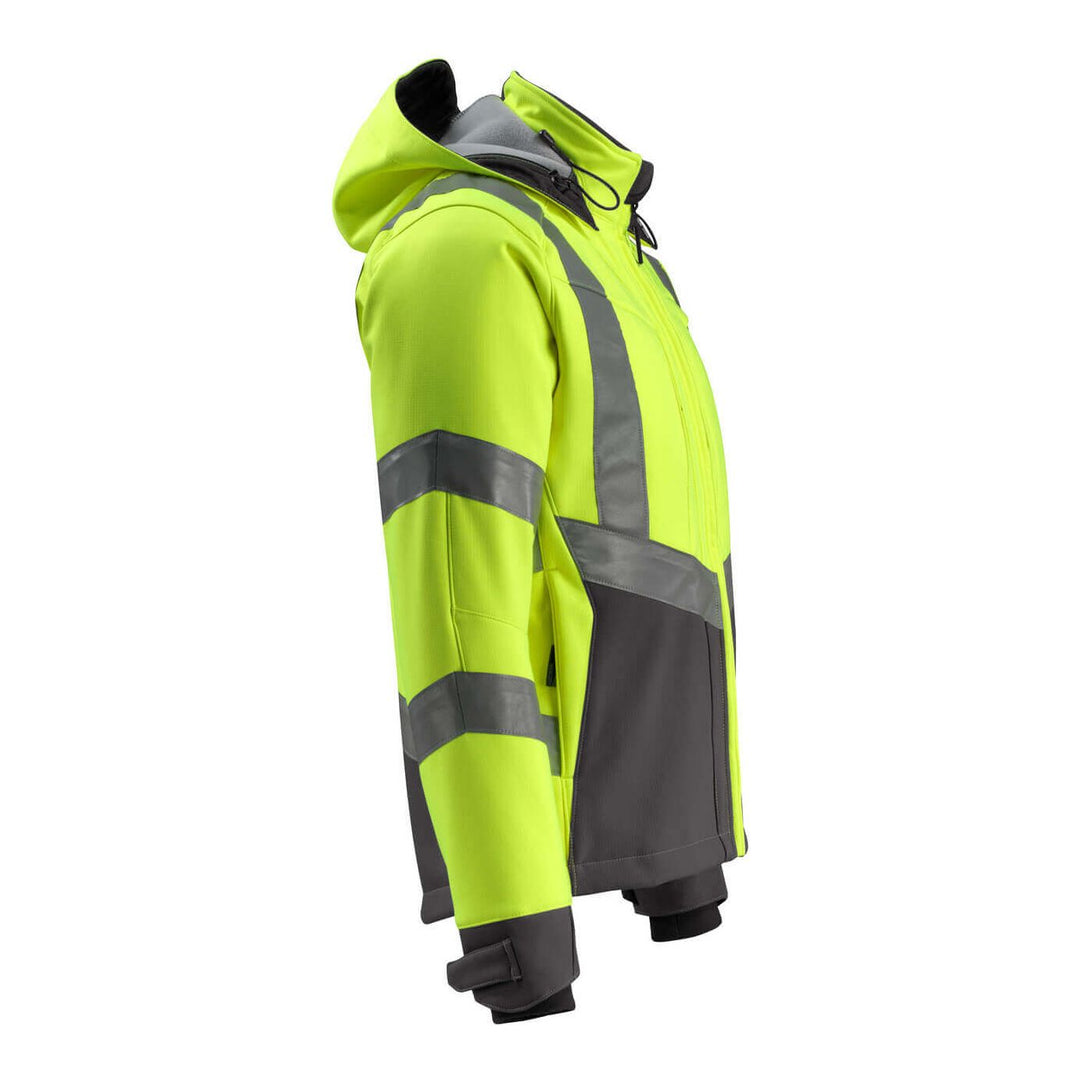 Mascot Blackpool Hi-Vis Softshell Jacket 15502-246 Left #colour_hi-vis-yellow-dark-anthracite-grey