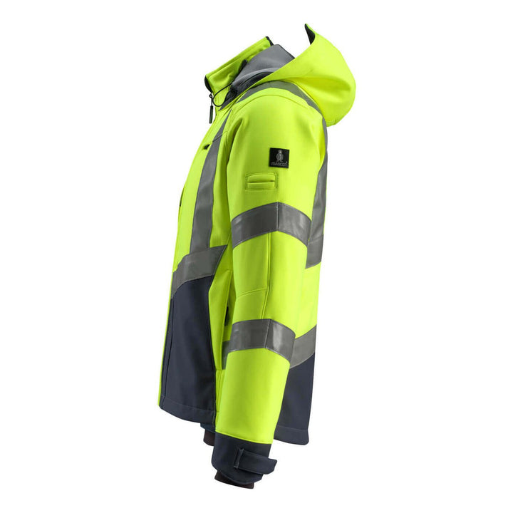 Mascot Blackpool Hi-Vis Softshell Jacket 15502-246 Right #colour_hi-vis-yellow-dark-navy-blue