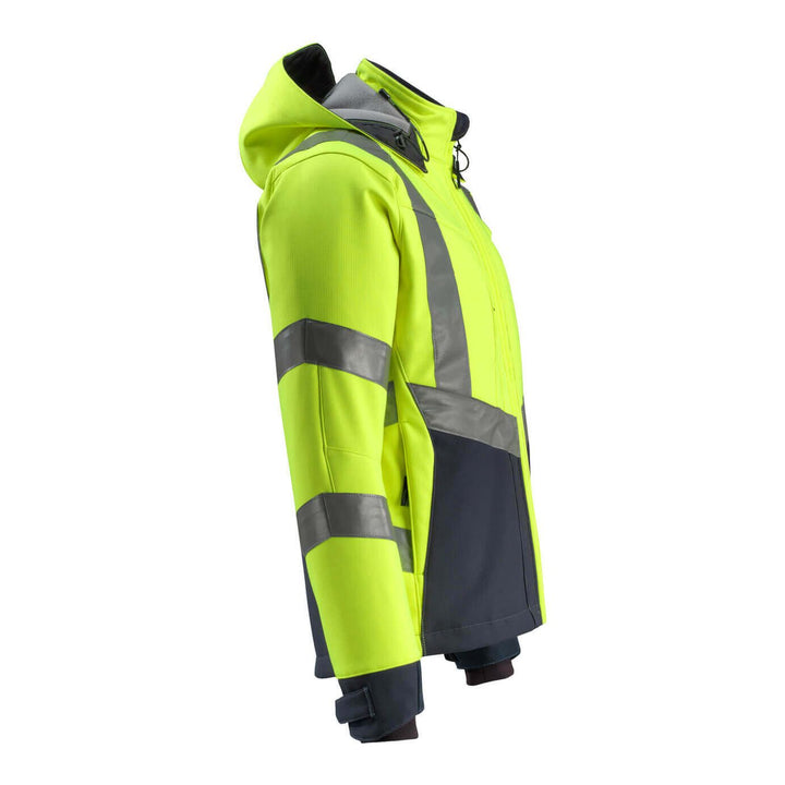 Mascot Blackpool Hi-Vis Softshell Jacket 15502-246 Left #colour_hi-vis-yellow-dark-navy-blue