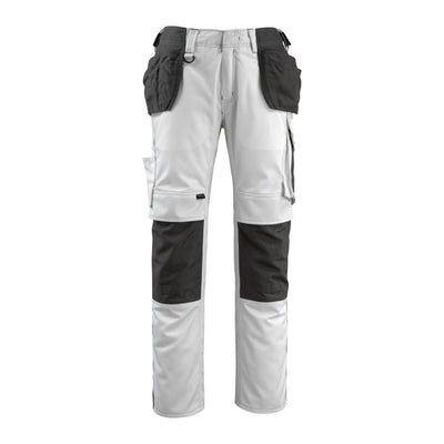 Mascot Bremen Knee-pad-Trousers Holster-Pockets 14031-203 Front #colour_white-dark-anthracite-grey