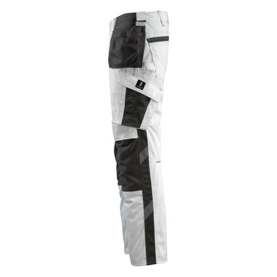 Mascot Bremen Knee-pad-Trousers Holster-Pockets 14031-203 Right #colour_white-dark-anthracite-grey