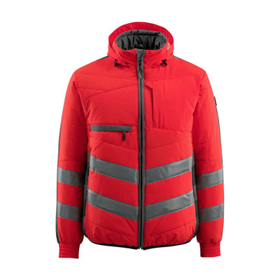 Mascot Dartford Hi-Vis Jacket 15515-249 Front #colour_hi-vis-red-dark-anthracite-grey