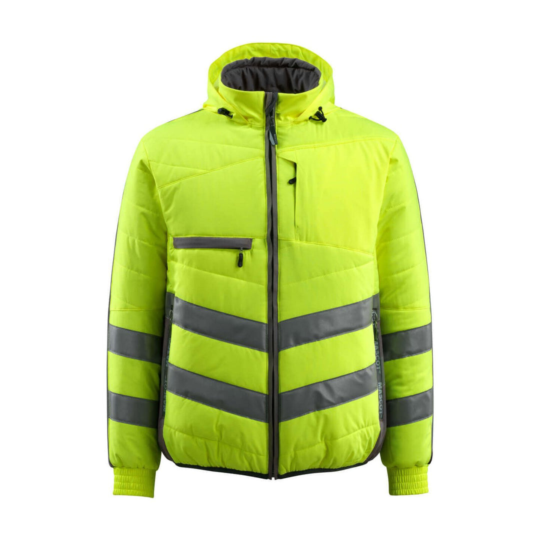 Mascot Dartford Hi-Vis Jacket 15515-249 Front #colour_hi-vis-yellow-dark-anthracite-grey