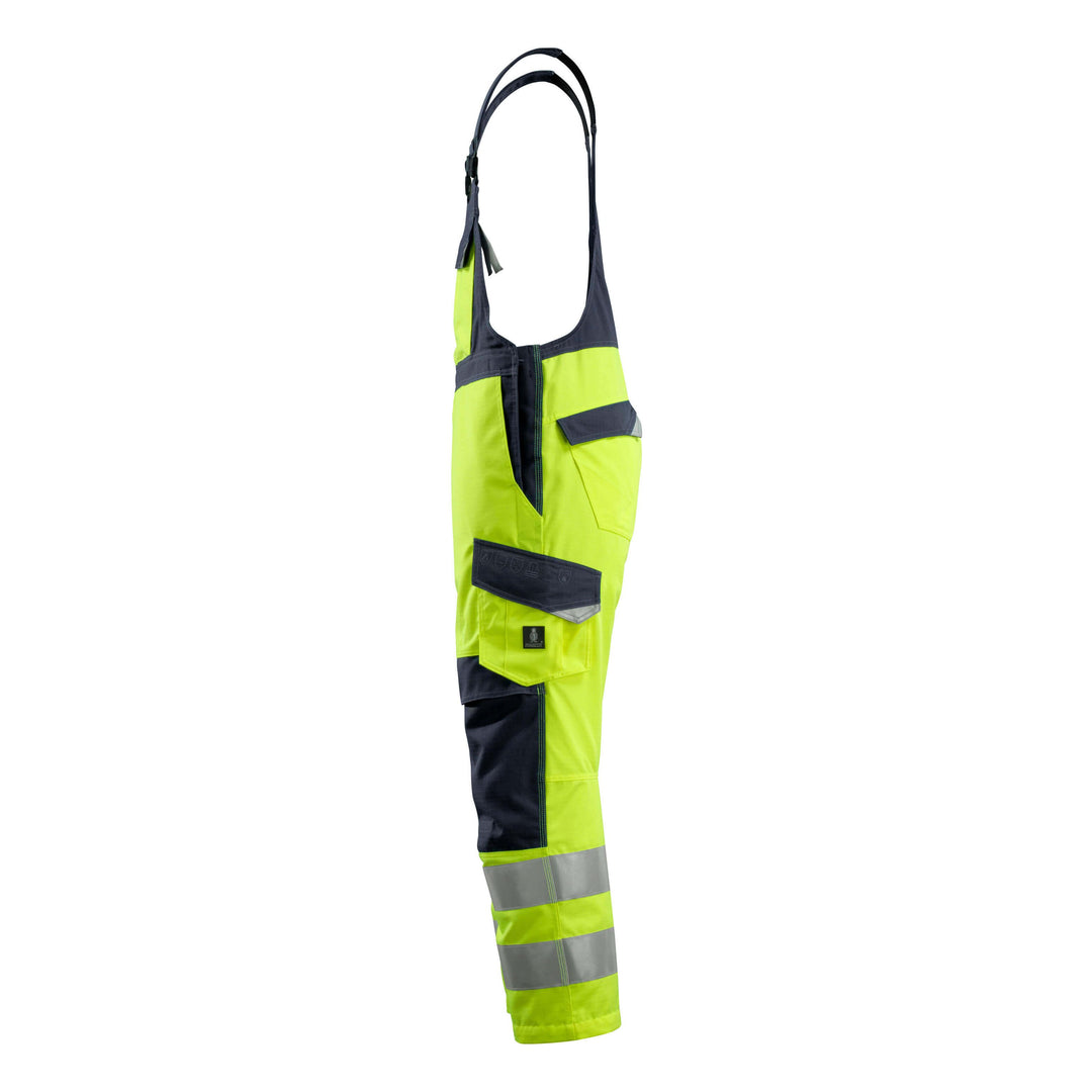 Mascot Davos Hi-Vis Bib Brace Overall 13869-216 Right #colour_hi-vis-yellow-dark-navy-blue