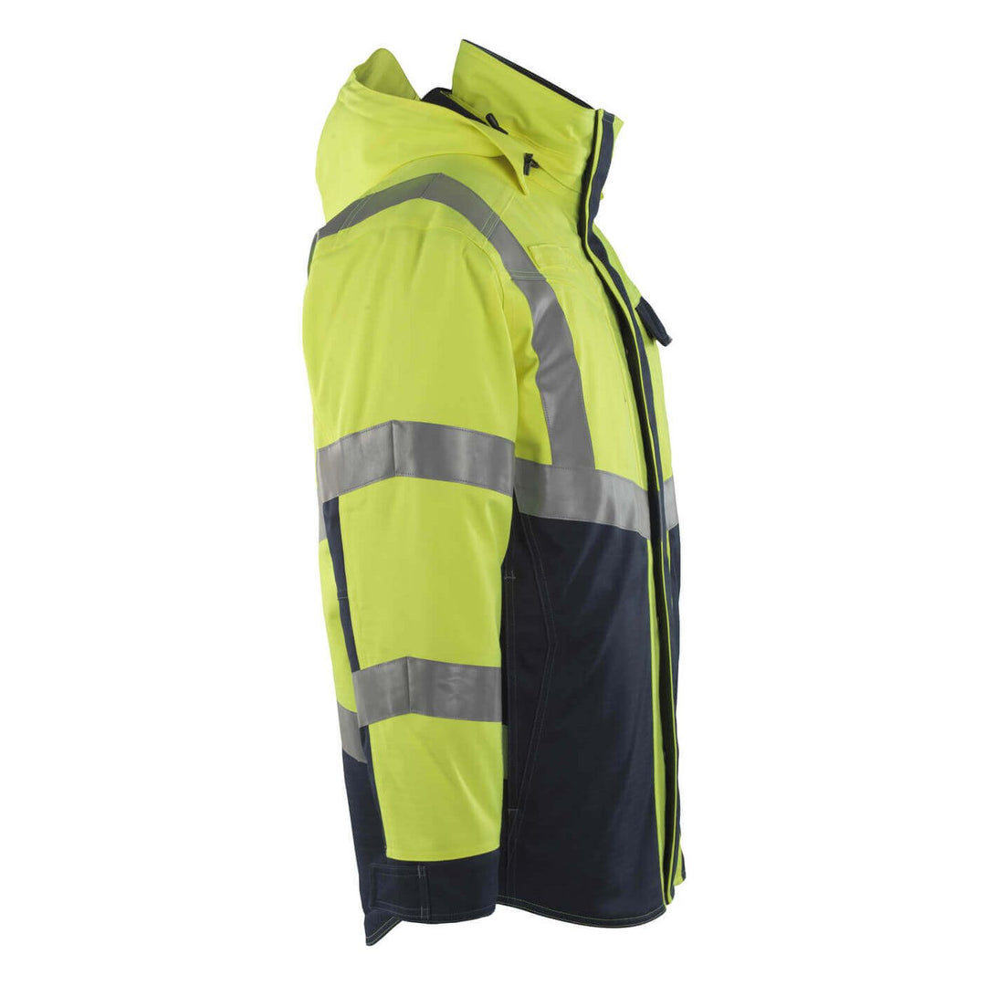 Mascot Emmen Winter Hi-Vis Jacket 13830-217 Left #colour_hi-vis-yellow-dark-navy-blue