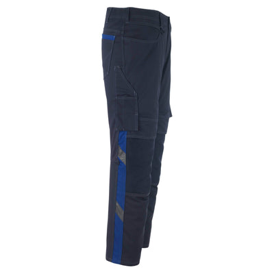 Mascot Erlangen Work Trousers Knee-Pad-Pockets 12179-203 Left #colour_dark-navy-blue-royal-blue