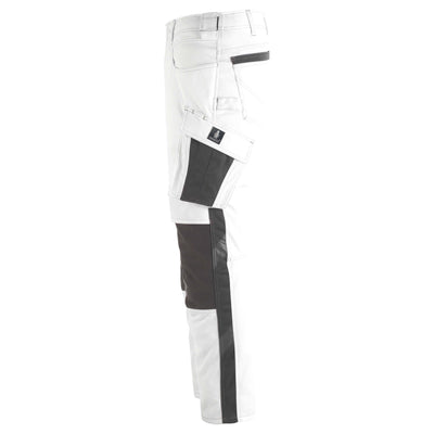 Mascot Erlangen Work Trousers Knee-Pad-Pockets 12179-203 Right #colour_white-dark-anthracite-grey