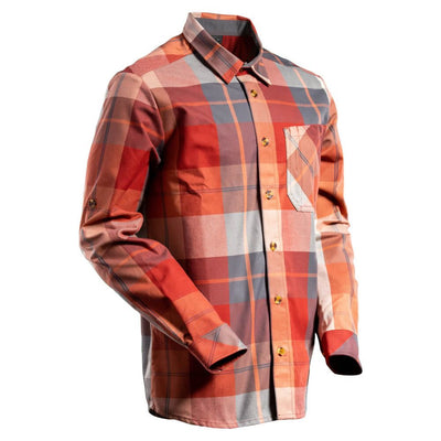 Mascot Flannel Work Shirt 22904-446 Front #colour_autumn-red-checked