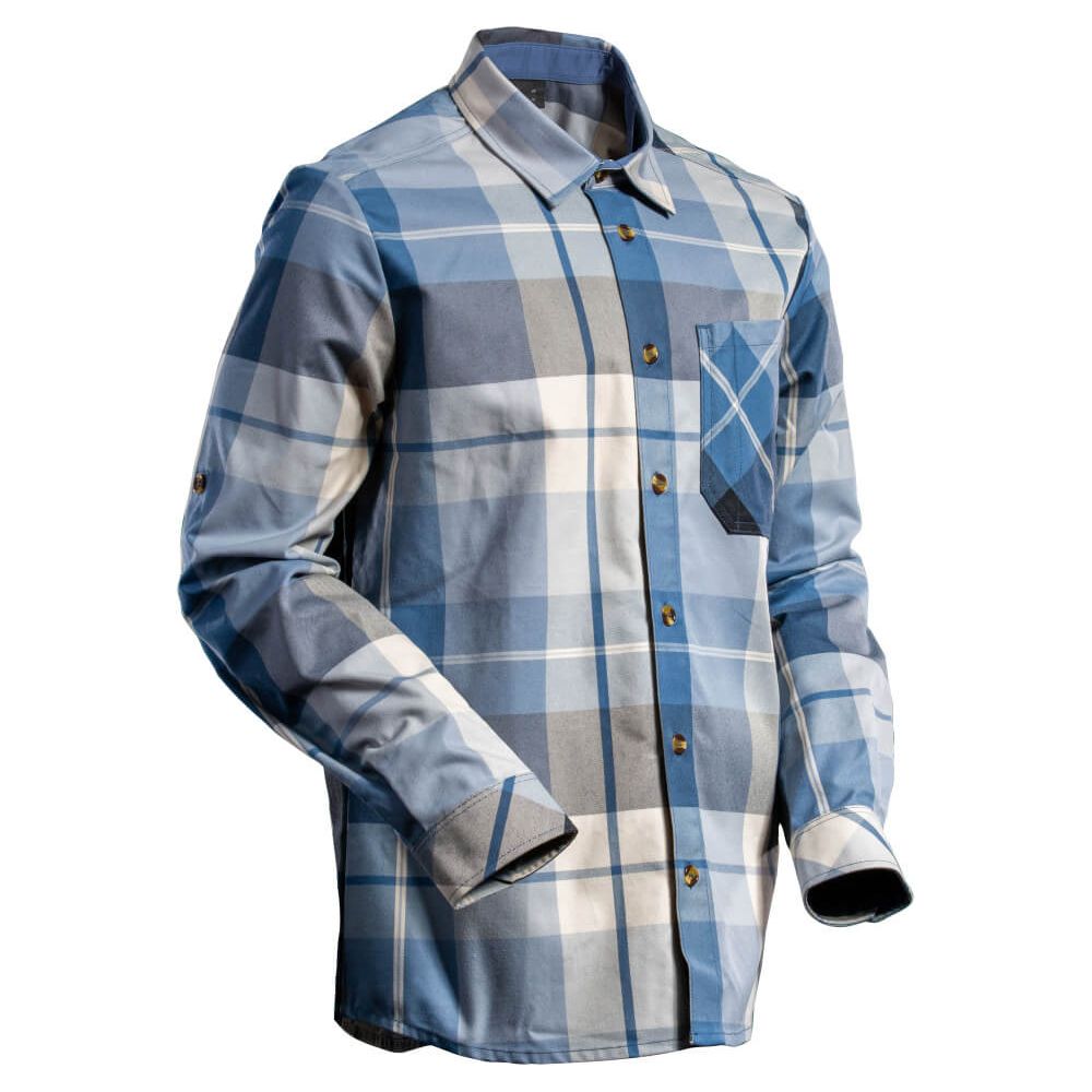 Mascot Flannel Work Shirt 22904-446 Front #colour_dark-navy-checked