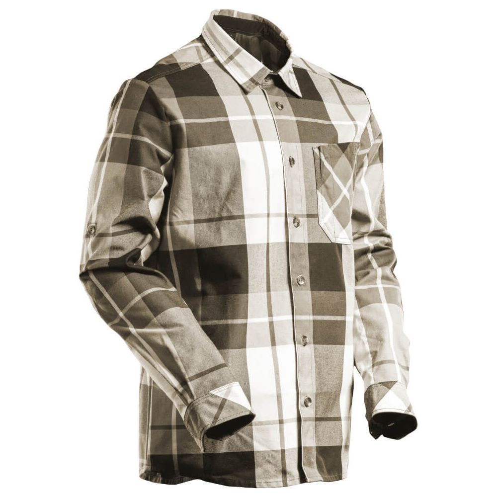 Mascot Flannel Work Shirt 22904-446 Front #colour_dark-sand-checked