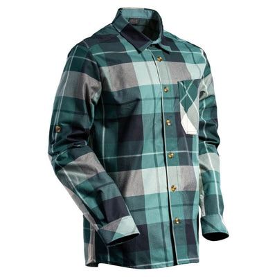 Mascot Flannel Work Shirt 22904-446 Front #colour_forest-green-checked
