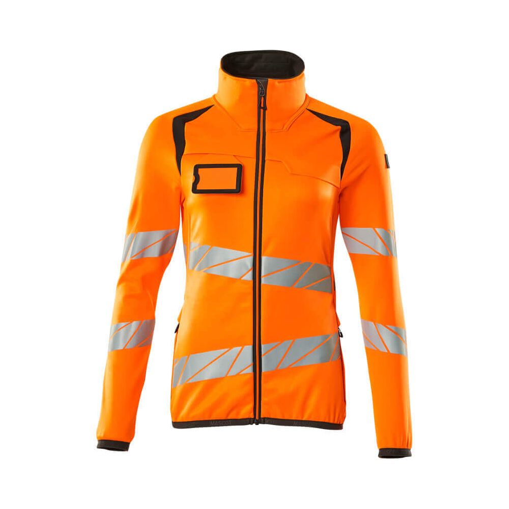 Mascot Fleece Hi-Vis Jumper with zip 19153-315 Front #colour_hi-vis-orange-dark-anthracite-grey