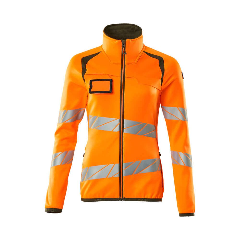 Mascot Fleece Hi-Vis Jumper with zip 19153-315 Front #colour_hi-vis-orange-moss-green