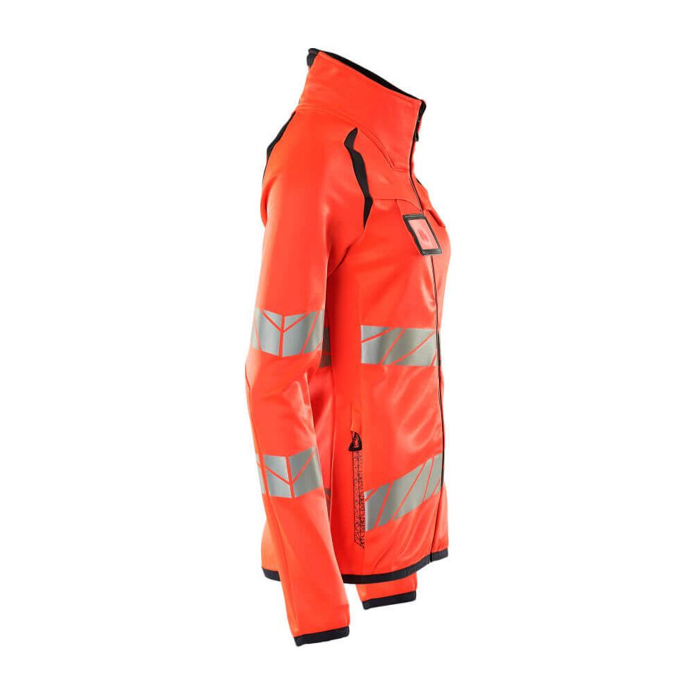 Mascot Fleece Hi-Vis Jumper with zip 19153-315 Left #colour_hi-vis-red-dark-navy-blue