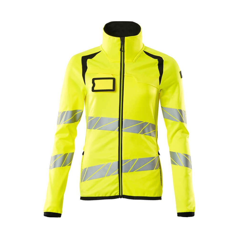 Mascot Fleece Hi-Vis Jumper with zip 19153-315 Front #colour_hi-vis-yellow-black