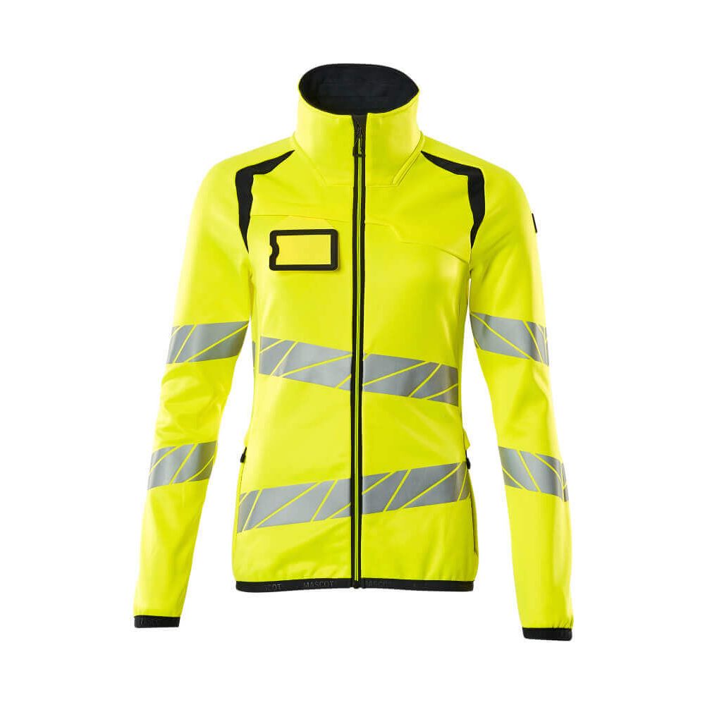 Mascot Fleece Hi-Vis Jumper with zip 19153-315 Front #colour_hi-vis-yellow-dark-navy-blue