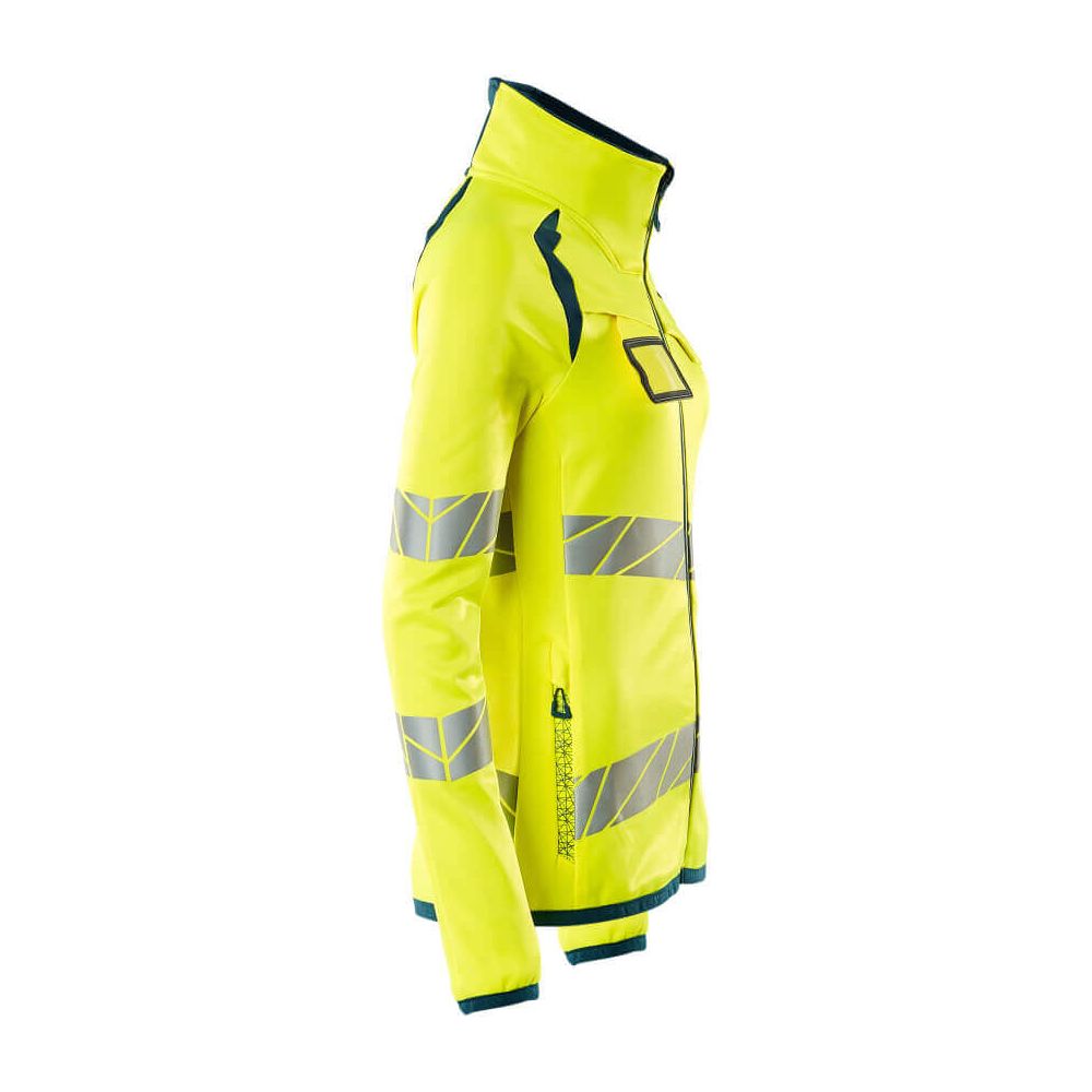 Mascot Fleece Hi-Vis Jumper with zip 19153-315 Left #colour_hi-vis-yellow-dark-petroleum