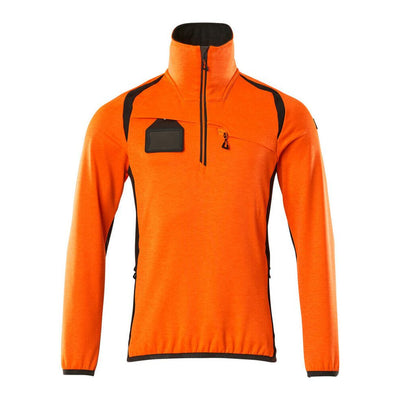 Mascot Fleece Jumper with half zip 19303-316 Front #colour_hi-vis-orange-dark-anthracite-grey