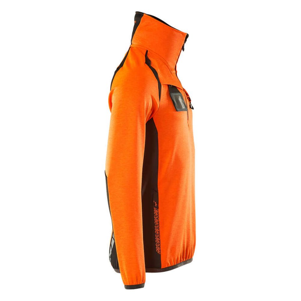 Mascot Fleece Jumper with half zip 19303-316 Left #colour_hi-vis-orange-dark-anthracite-grey