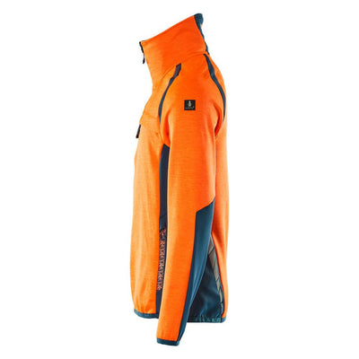 Mascot Fleece Jumper with half zip 19303-316 Right #colour_hi-vis-orange-dark-petroleum