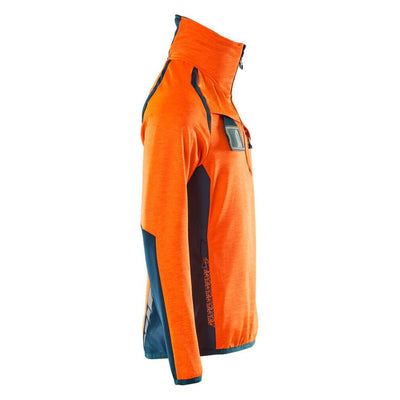 Mascot Fleece Jumper with half zip 19303-316 Left #colour_hi-vis-orange-dark-petroleum