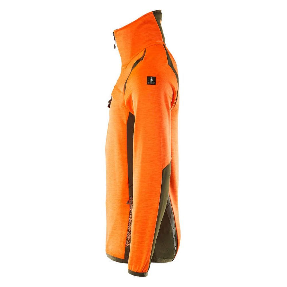 Mascot Fleece Jumper with half zip 19303-316 Right #colour_hi-vis-orange-moss-green