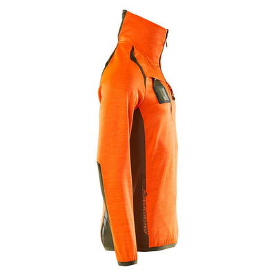 Mascot Fleece Jumper with half zip 19303-316 Left #colour_hi-vis-orange-moss-green