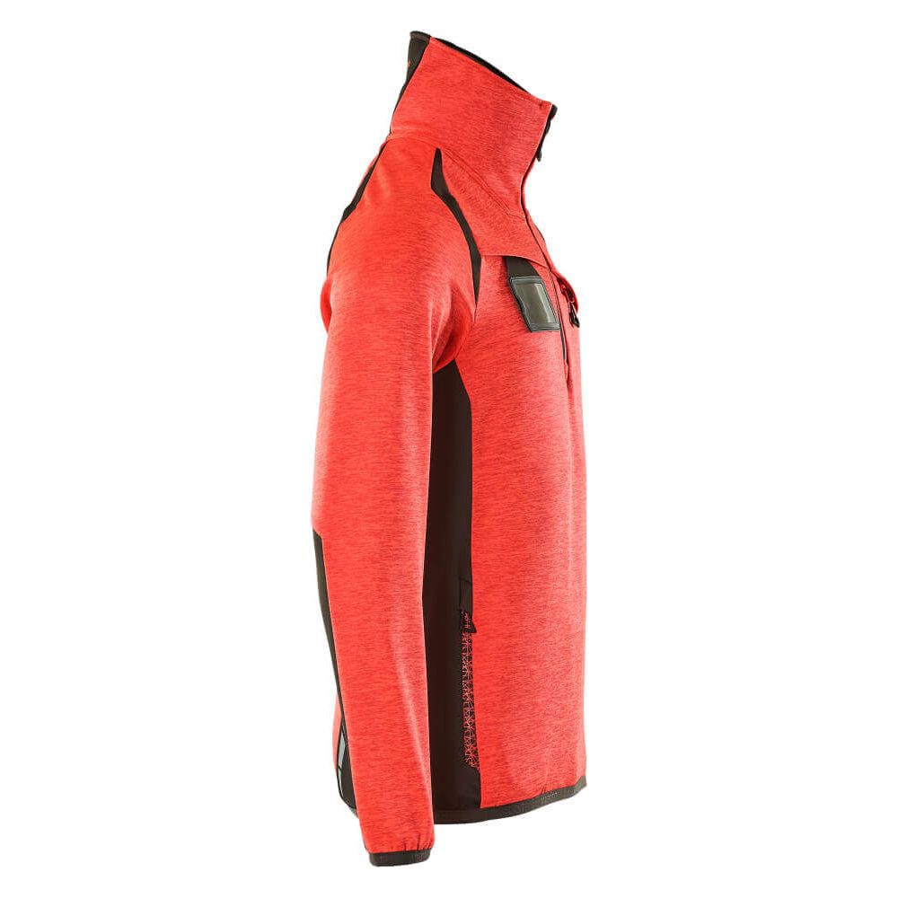 Mascot Fleece Jumper with half zip 19303-316 Left #colour_hi-vis-red-dark-anthracite-grey