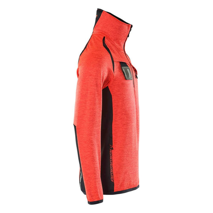 Mascot Fleece Jumper with half zip 19303-316 Left #colour_hi-vis-red-dark-navy-blue