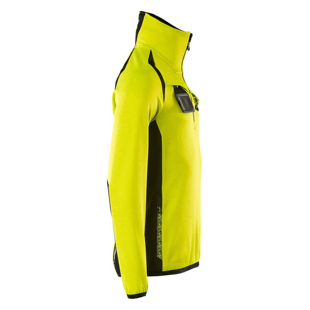 Mascot Fleece Jumper with half zip 19303-316 Left #colour_hi-vis-yellow-black