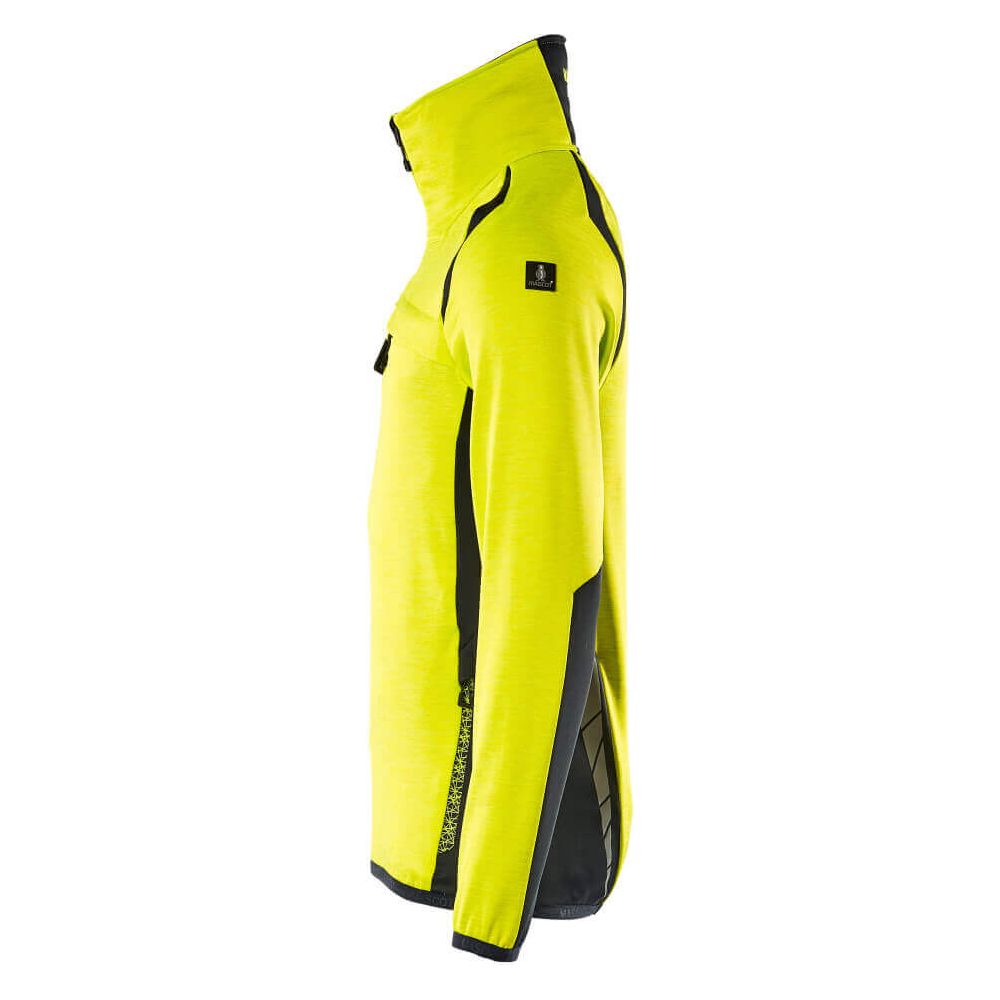 Mascot Fleece Jumper with half zip 19303-316 Right #colour_hi-vis-yellow-dark-navy-blue