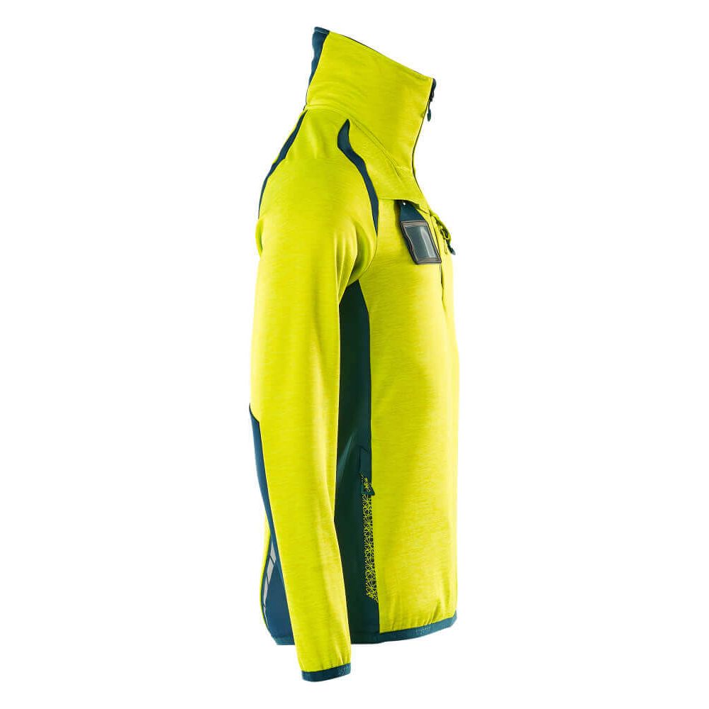 Mascot Fleece Jumper with half zip 19303-316 Left #colour_hi-vis-yellow-dark-petroleum
