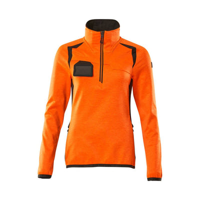 Mascot Fleece Jumper with half zip 19353-316 Front #colour_hi-vis-orange-dark-anthracite-grey