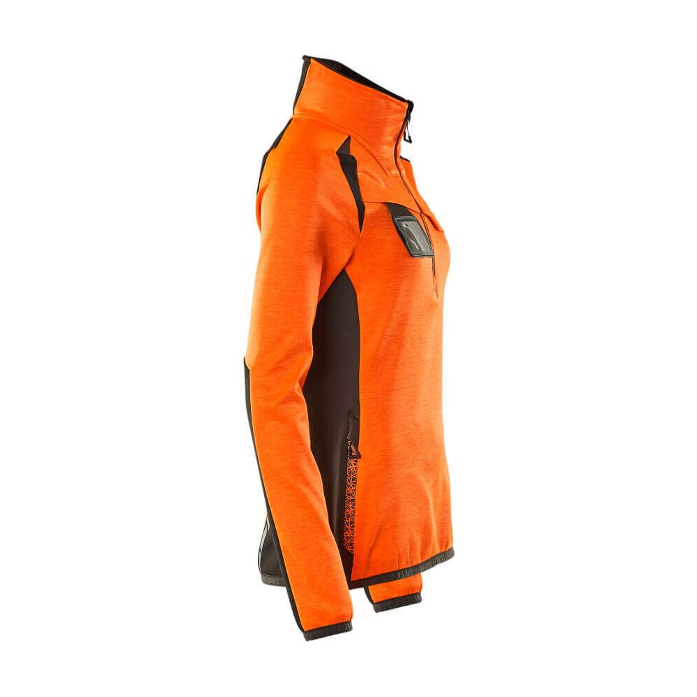 Mascot Fleece Jumper with half zip 19353-316 Left #colour_hi-vis-orange-dark-anthracite-grey