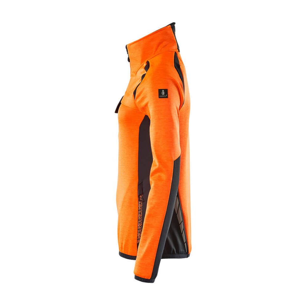 Mascot Fleece Jumper with half zip 19353-316 Right #colour_hi-vis-orange-dark-navy-blue