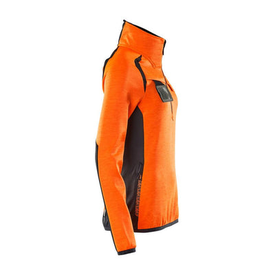 Mascot Fleece Jumper with half zip 19353-316 Left #colour_hi-vis-orange-dark-navy-blue