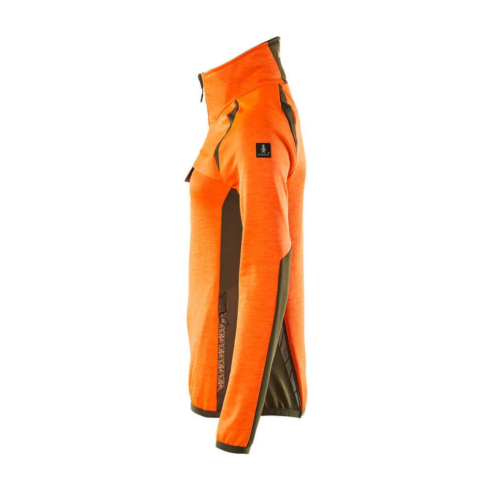 Mascot Fleece Jumper with half zip 19353-316 Right #colour_hi-vis-orange-moss-green