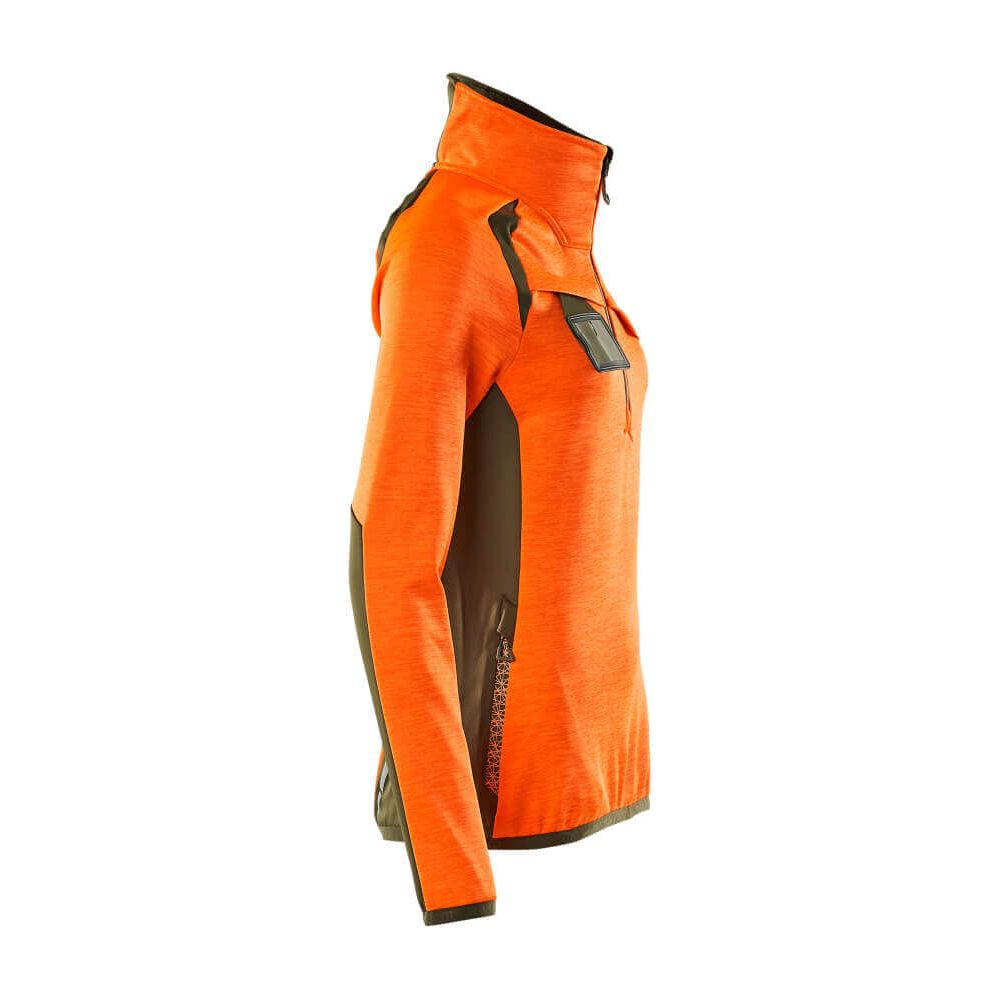 Mascot Fleece Jumper with half zip 19353-316 Left #colour_hi-vis-orange-moss-green