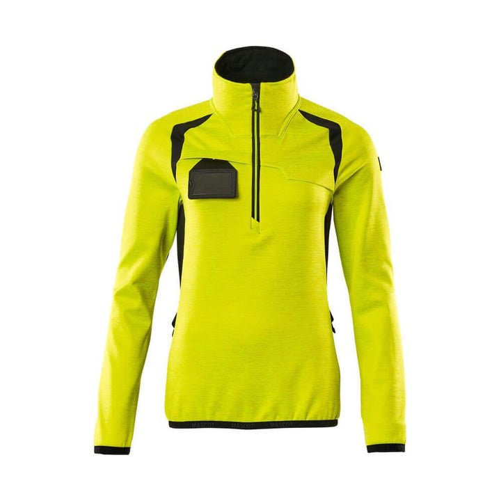 Mascot Fleece Jumper with half zip 19353-316 Front #colour_hi-vis-yellow-black